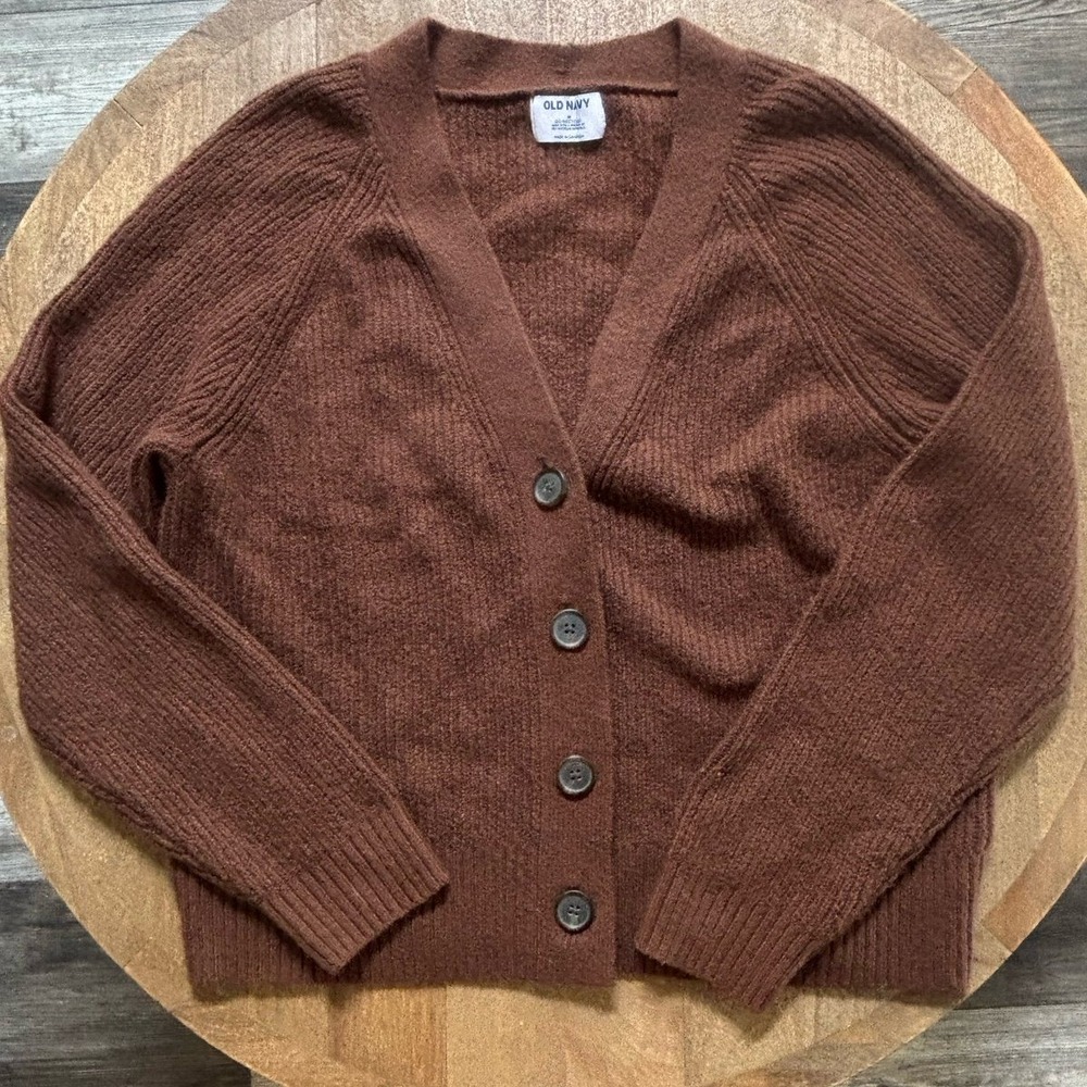 Brown V-Neck Cardigan Sweater Grandpacore Cottagecore 90' Retro Relaxed Fit M
